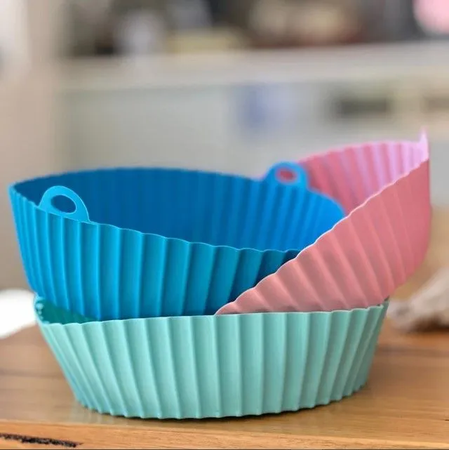 Air Fryer Tray, Silicone Fryer Tray, Baking Tray, Reusable Pot Easy Clean Round