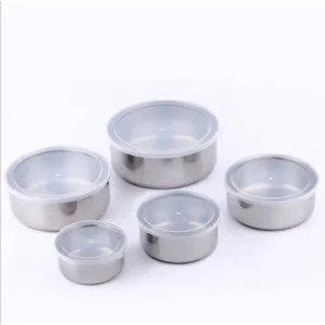 5Pcs Stainless Steel Mixing Bowl Set with Airtight Lids – Food Storage & Refrigerator Bowls for Kitchen Use