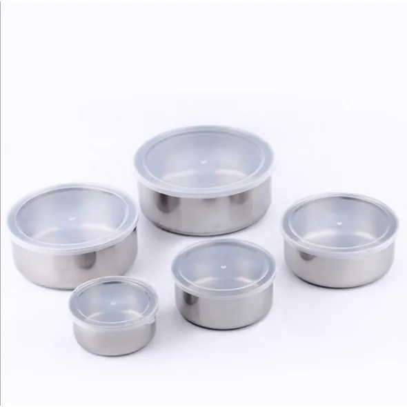5Pcs Stainless Steel Mixing Bowl Set with Airtight Lids – Food Storage & Refrigerator Bowls for Kitchen Use